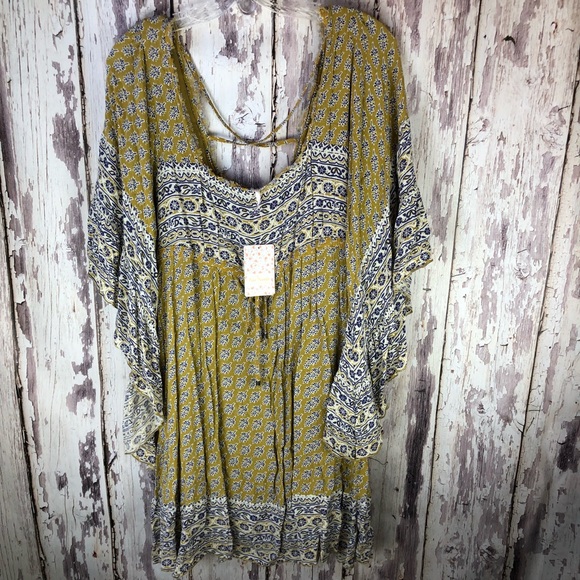 Free People Tops - Free People Mustard Combo Tunic Dress M New